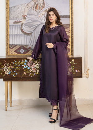 Dark Plum Silk 3pc Suit