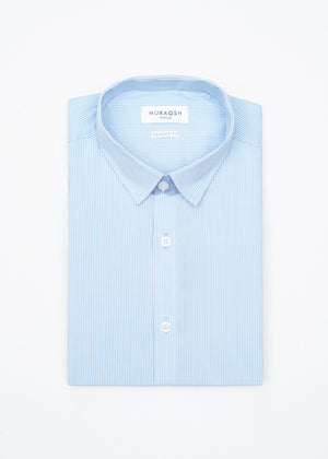 Sky Blue Striped Formal Shirt - Men