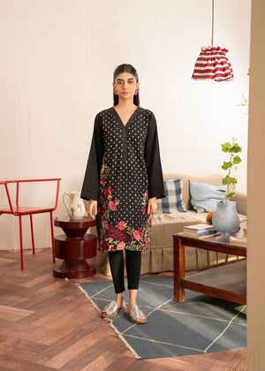 BLACK FLORAL KURTA