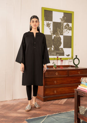 BLACK SELF LAWN KURTA