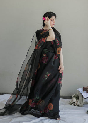 Saareeka - Black Floral Saree