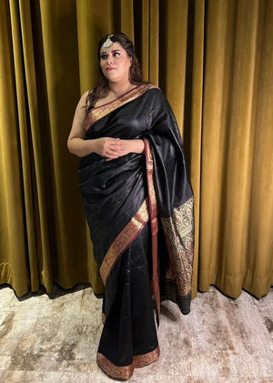 Black Banarsi sari