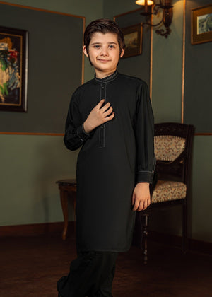 Charcoal Grey Boys Kameez Shalwar