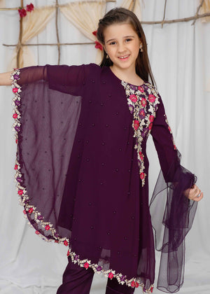 Kids Cape Dress - Purple - 8635