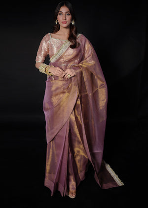 Laraah - EMBROIDRED MESSURI SAREE - Pink