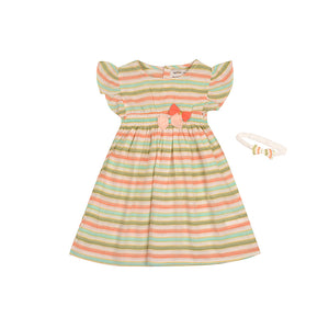 Girls Striped Smocked Dress