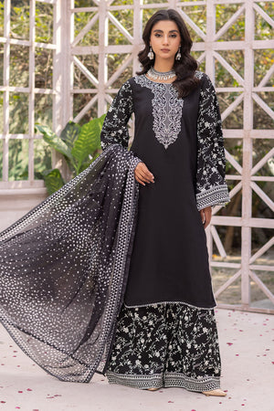 Black cotton embroiedri Suit-7024