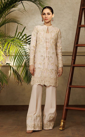 Net Embroidered Jacket With Trouser - 8621