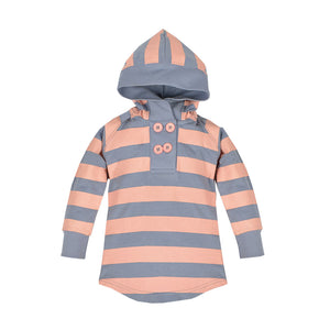 Girls Hoodie Pink Thick Stripe