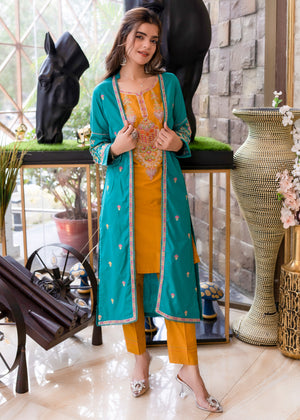 Embroidered Gown Suit-2693