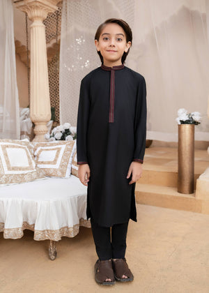 Black Embroidered -Kurta trouser - Boys