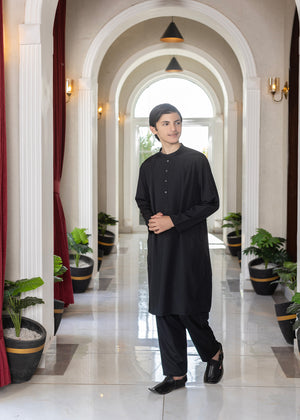 WASH & WEAR BLACK KURTA TROUSER