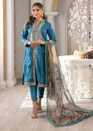 Embroidered Check Lawn Suit -2687