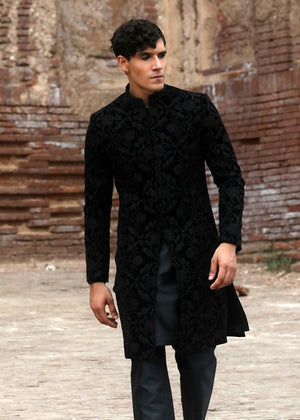 black velvet sherwani