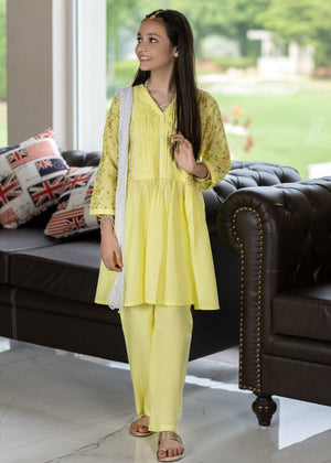 3 Piece - Lemon Embroidered Suit