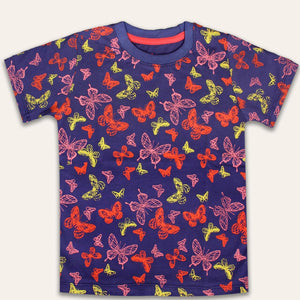 Navy Butterfly Printed Tee