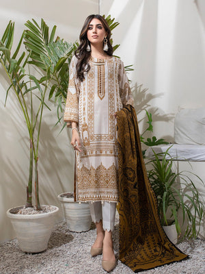 Unstitched 3pc Printed Lawn Shirt with Printed Lawn Dupatta & Dyed Cambric Trouser- Inaya Vol.2 (IP-00087A)