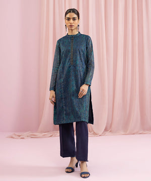 Womens Eid Pret Blue Embroidered Masoori Net Two Piece Suit