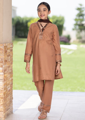 3 Piece - Coffee Embroidered Suit