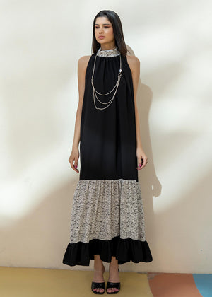 Kanydaro - Black & White Long Maxi Dress-KD-202272
