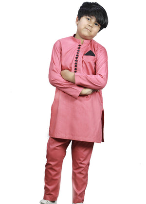 Pink Kurta Pajama With Pocket Square