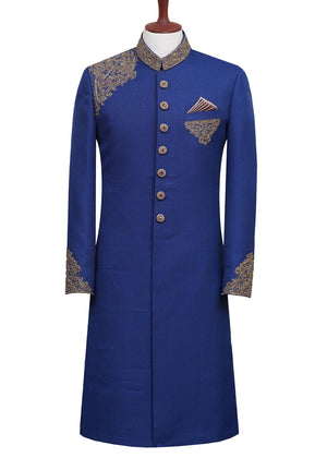 Royal Blue With Antique Sherwani OC002
