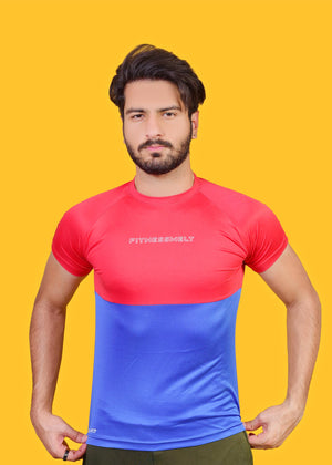 Fitness Welt - Half Panel Muscle Tee Red - FW-1004