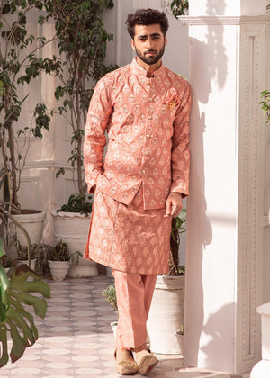 Kurta Paired with Straight Pants and Embroidered Waistcoat - GR0026