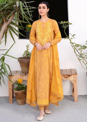 MUSTARD ORIANE-3PC DIGITAL PRINTED LAWN SUIT