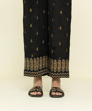 Womens Eid Pret Blue Viscose Raw Silk Trousers