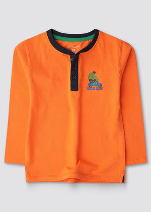 Orange Henley Boys T-Shirt