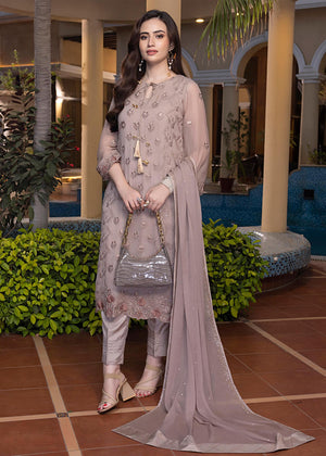 Rosy Brown – Merakish Embroidered Chiffon Unstitched 3Pc Suit