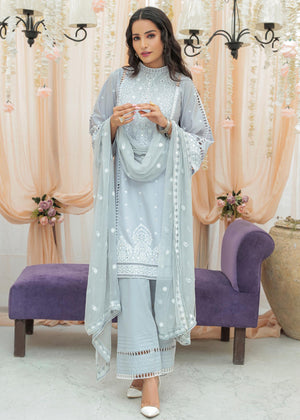Three piece embroidered lawn Suit - 06