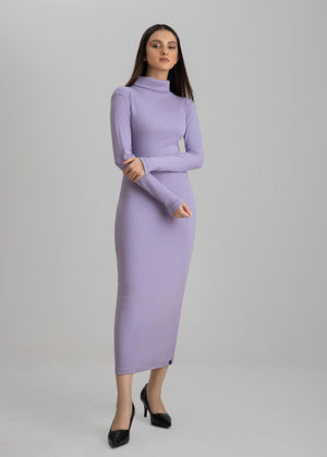 Decuirshop - High Neck Bodycon Dress Lavender color