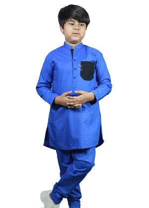 Royal Blue Kurta Pajama With Front Pocket