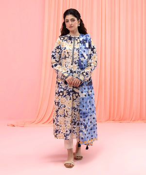 Womens Eid Pret Blue Embroidered Lawn Two Piece Suit