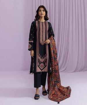 Womens Eid Pret Black Embroidered Lawn Two Piece Suit