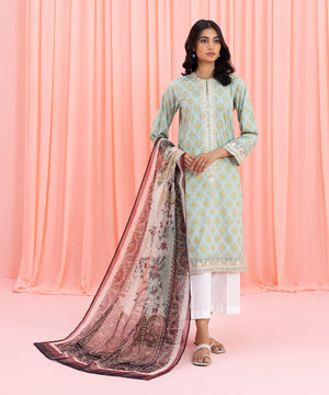 Womens Eid Pret Green Embroidered Lawn Two Piece Suit