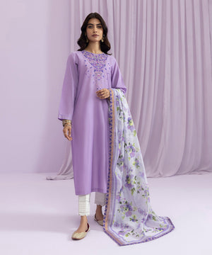 Womens Eid Pret Purple Embroidered Lawn Two Piece Suit