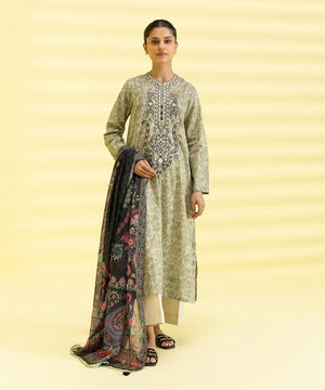 Womens Eid Pret Green Embroidered Lawn Two Piece Suit