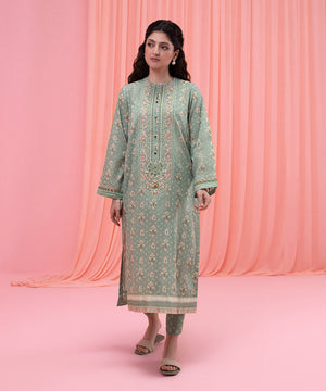 Womens Eid Pret Green Embroidered Lawn Shirt