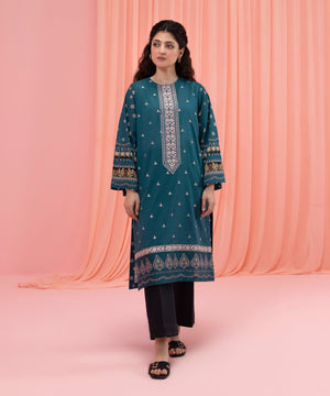 Womens Eid Pret Blue Embroidered Lawn Shirt