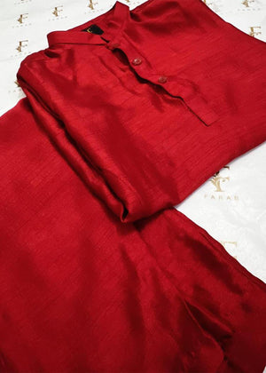 Plain Kurta Set - Red