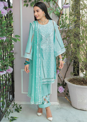 Three piece embroidered lawn Suit - 02