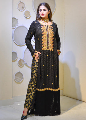 Black and gold resham tussels 2 piece