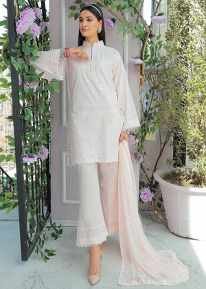 Three piece embroidered lawn Suit - 01