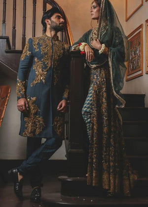Traditional Embroidered Sherwani and Matching Pants - GR0067