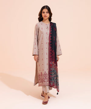 3 Piece - Embroidered Jacquard Suit