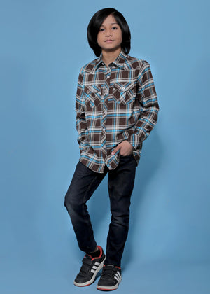 FLANEL BROWN/BLUE CHECK