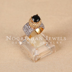 NJJ - Sapphire and Zircons double shade ring - NJ RING-0010